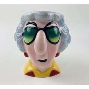 MAXINE HALLMARK 3D COFFEE MUG PLANTER Flower Pot Handle Smirk Blue Hair Green Gl